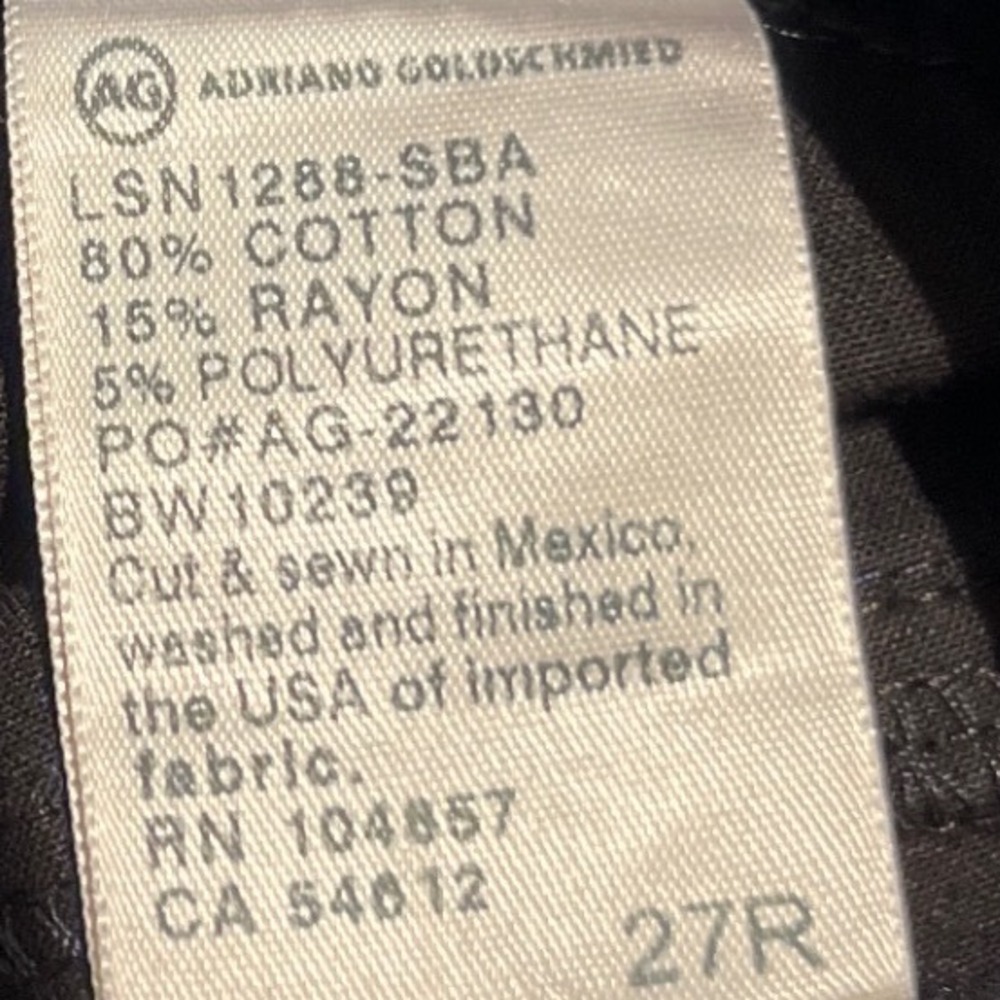 AG Adriano Goldschmied Maternity Jeans Black Skinny Leg Size 27R Casual City - Picture 3 of 9
